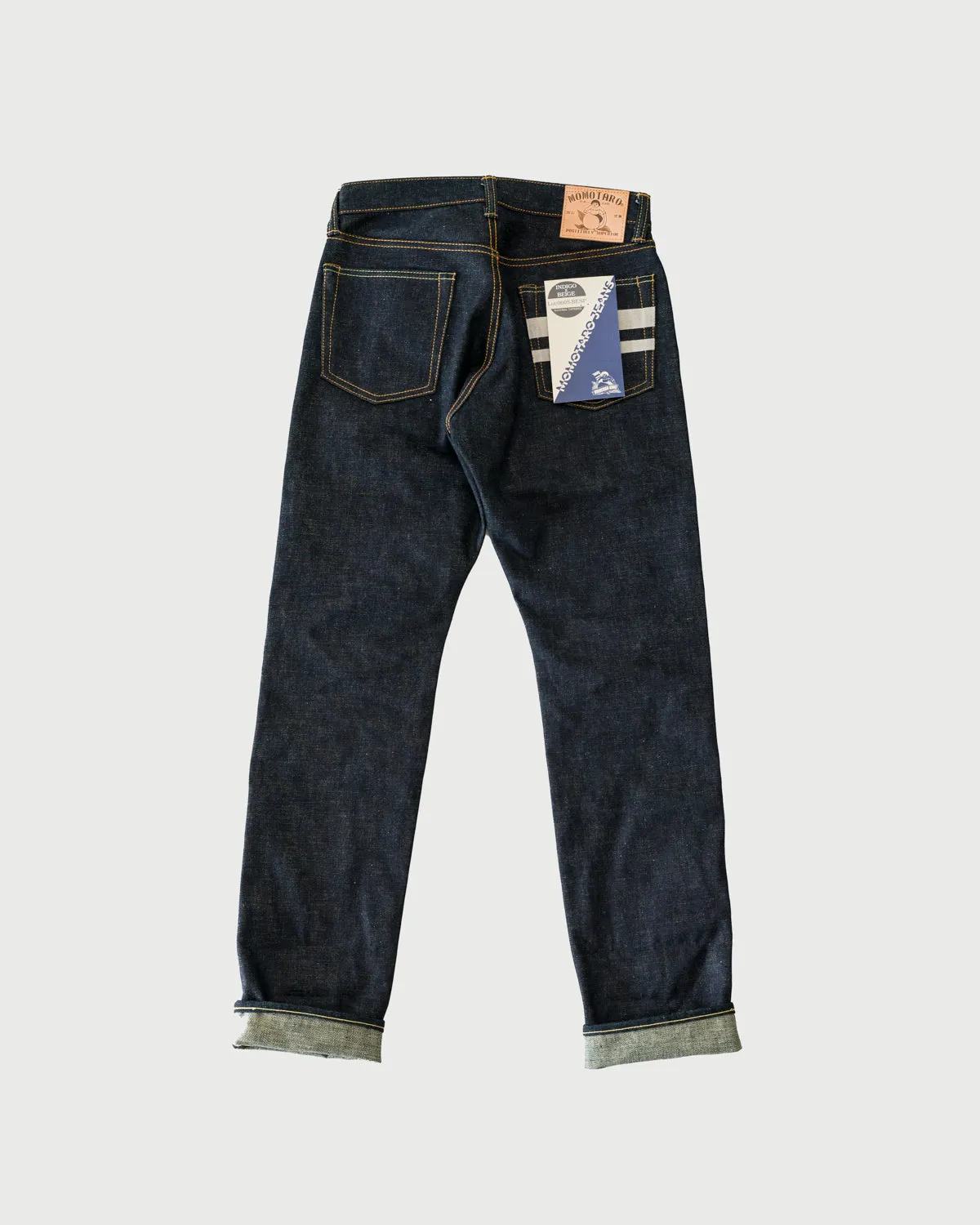 0605-BESP - 18oz Heavy Indigo/Beige Selvedge with Beige Battle Stripes - Natural Tapered