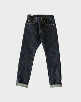 0605-BESP - 18oz Heavy Indigo/Beige Selvedge with Beige Battle Stripes - Natural Tapered