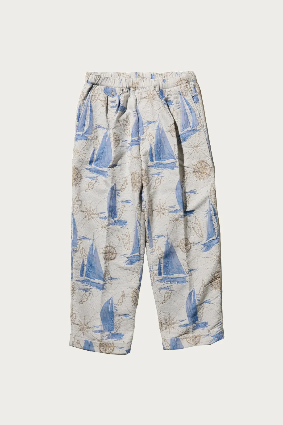 2 Pleats Relax Trousers Yacht Jacquard - Yacht