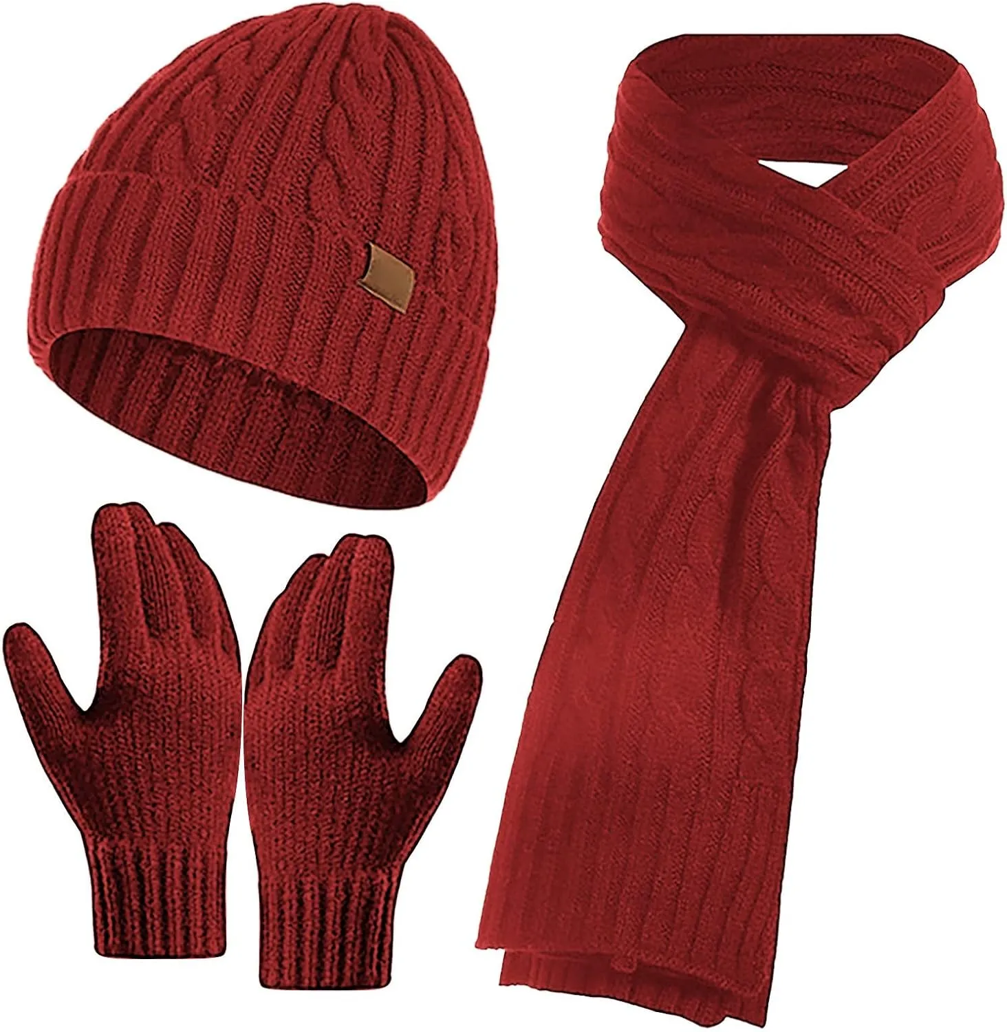 3Pcs Winter Hat Scarf and Glove for Women Knit Beanie Hat Neck Warm Scarf Set Cap Winter Sets for Women