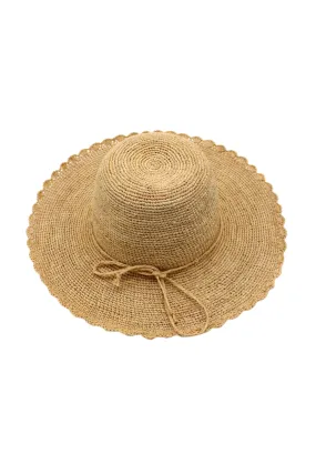 4" Brim Genevieve Crochet Straw Sun Hats with Lace Weave Edge