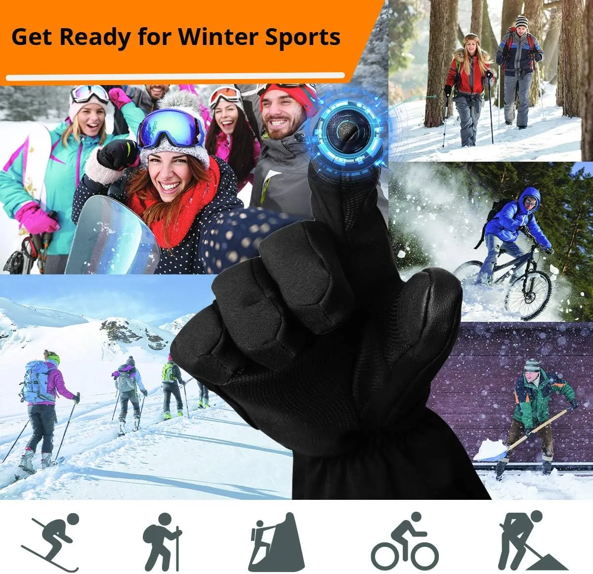 AKASO Heated Gloves for Men Women, Electric Heated Ski Gloves with 3 Heating Modes, Thermal Insulation Winter with Rechargeable Battery-Overheating Protection- Best Gift