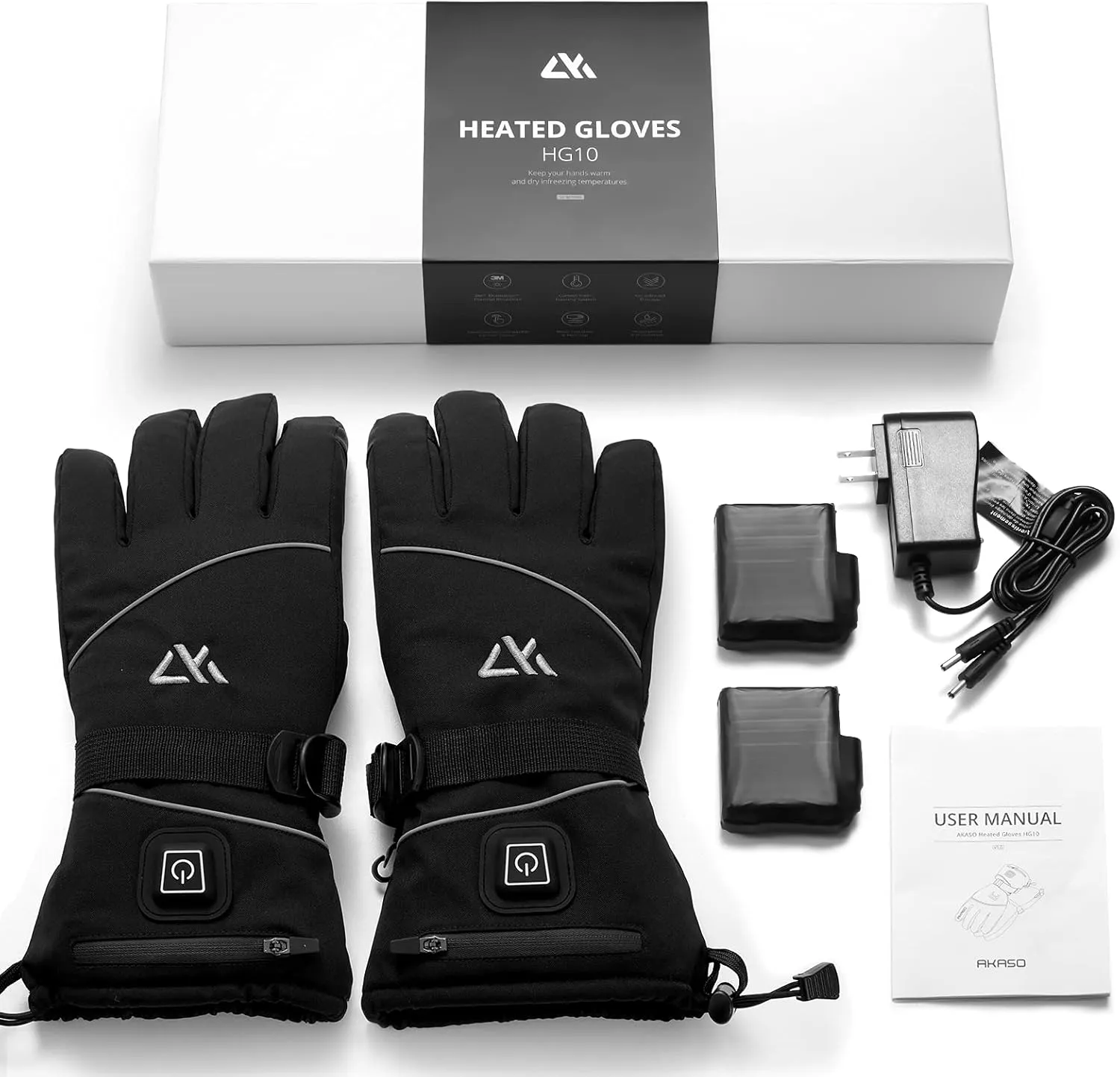 AKASO Heated Gloves for Men Women, Electric Heated Ski Gloves with 3 Heating Modes, Thermal Insulation Winter with Rechargeable Battery-Overheating Protection- Best Gift