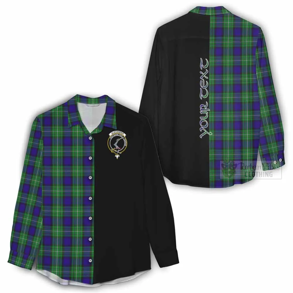 Alexander Tartan Women's Casual Shirt with Family Crest and Half Of Me Style