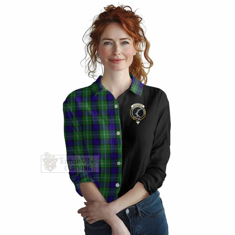 Alexander Tartan Women's Casual Shirt with Family Crest and Half Of Me Style