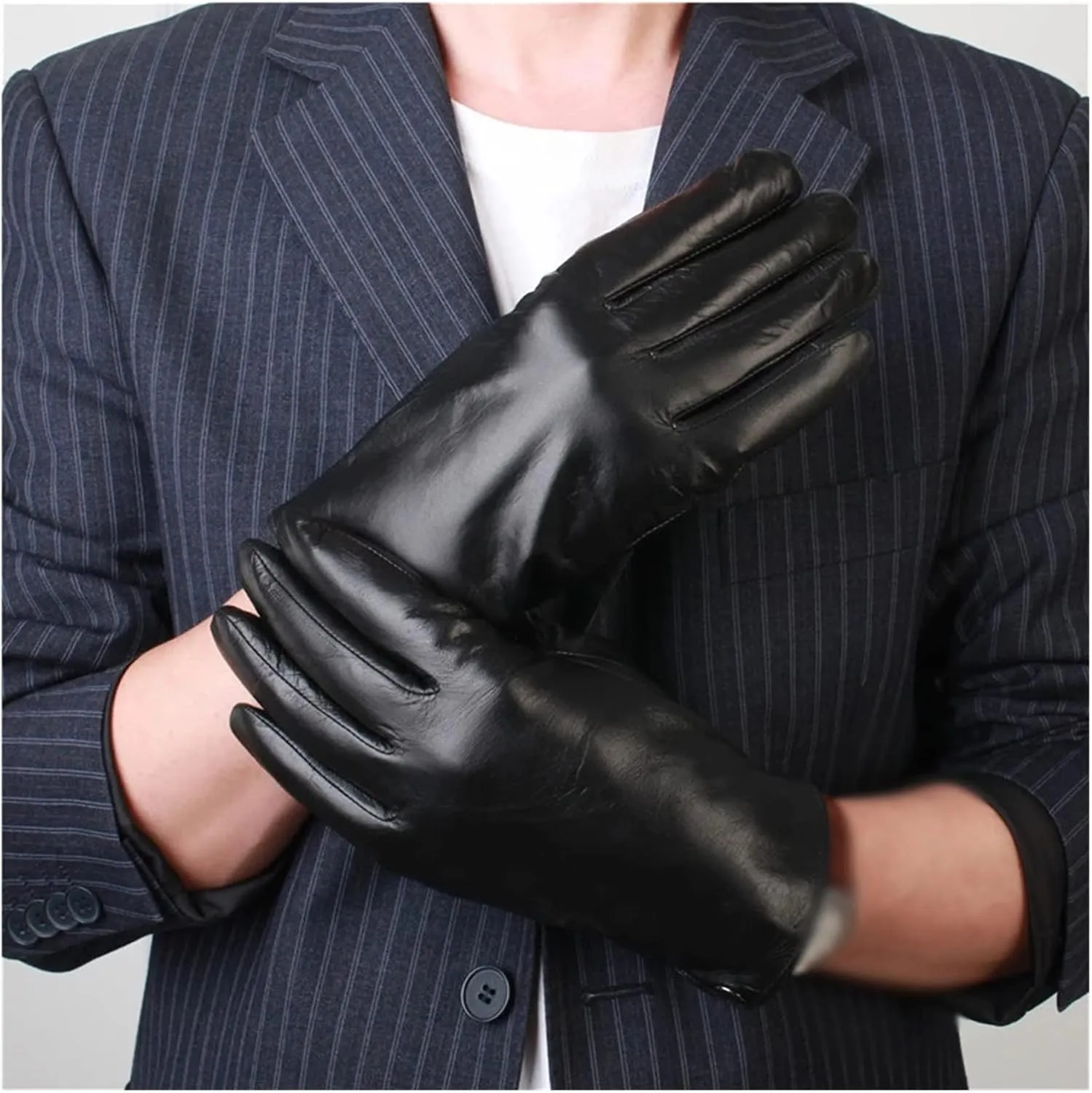 Autumn andMen's Leather Gloves Warm Thick Riding Driving Gloves Men Gloves