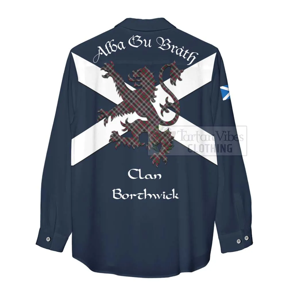 Borthwick Tartan Lion Rampant Women's Casual Shirt Proudly Display Your Heritage with Alba Gu Brath and Clan Name