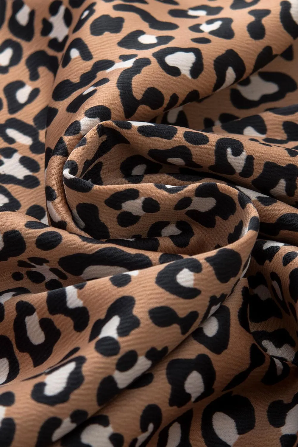 Chestnut Leopard Ruffle Flounce Sleeve Blouse