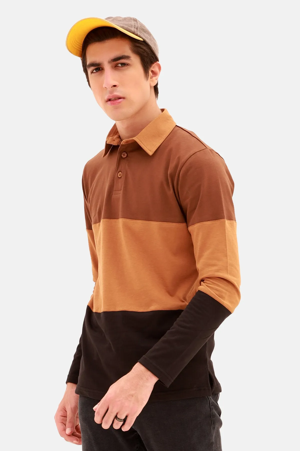 Cocoa Brown Tri-Color Rugby Polo Shirt - S22 - MP0119R