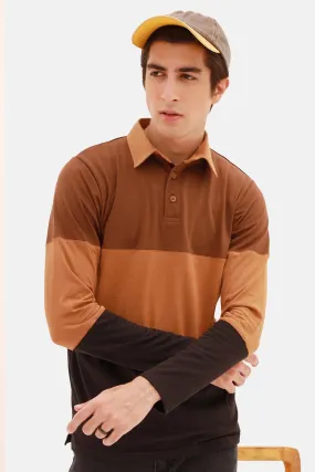 Cocoa Brown Tri-Color Rugby Polo Shirt - S22 - MP0119R