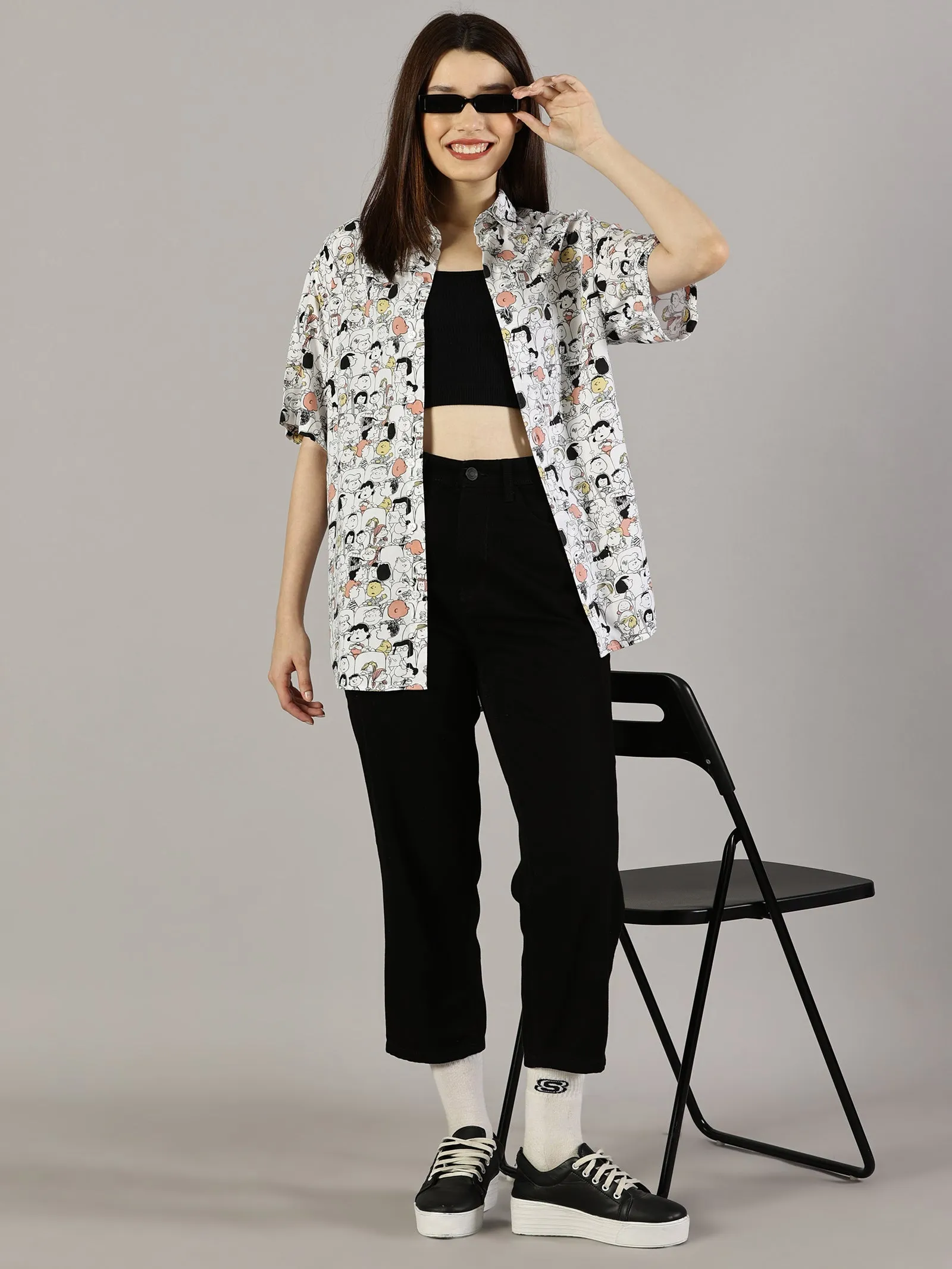 Comic Craze Half-Sleeve Oversized Shirt