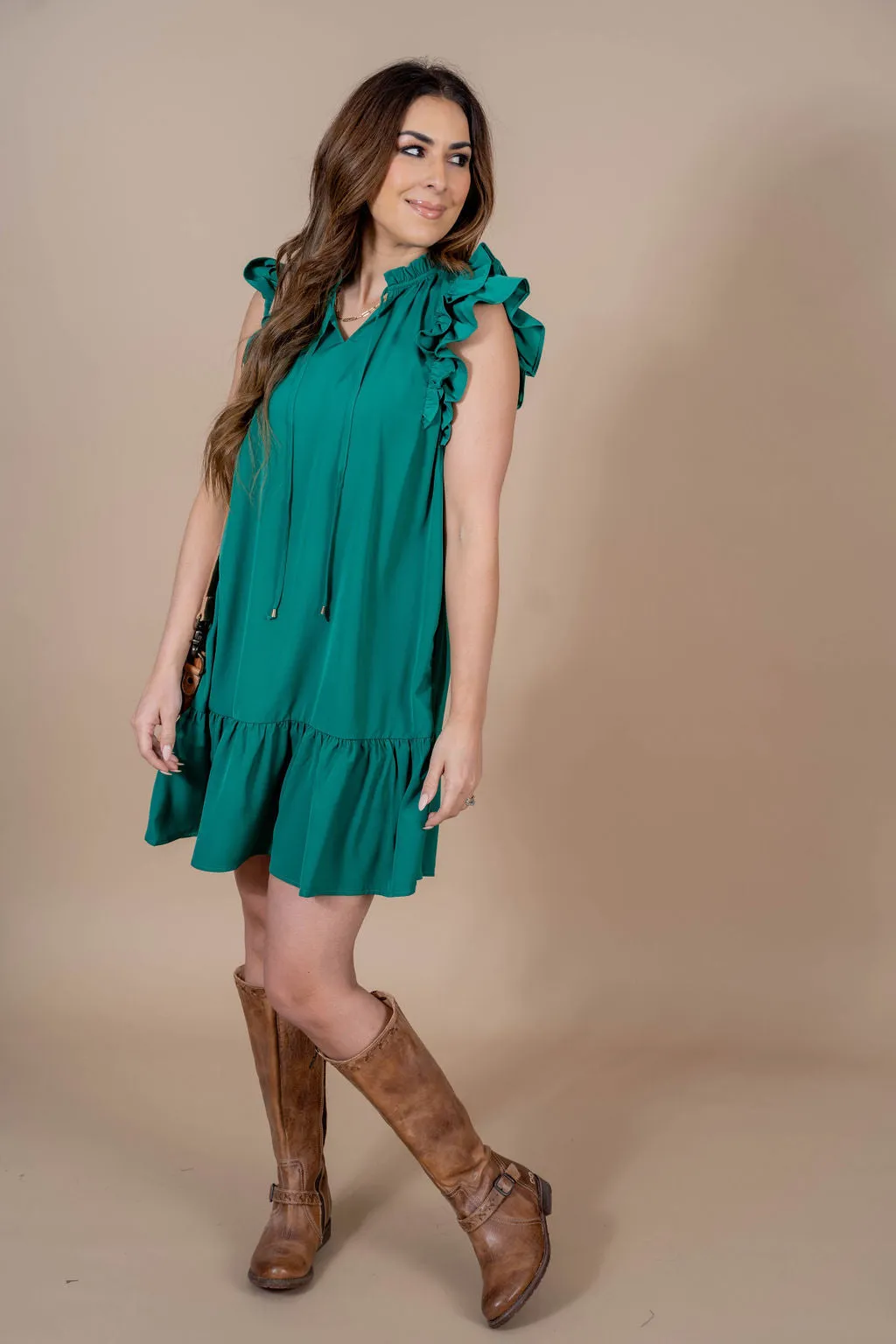Dual Flutter Trim Dress