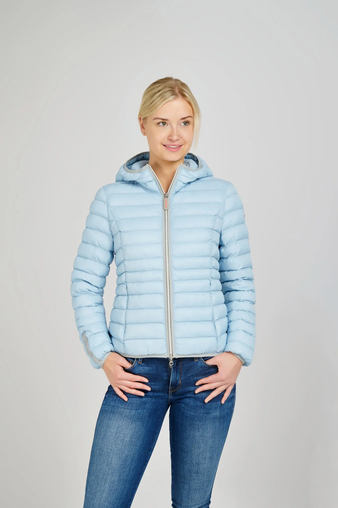 Elfy Vegan Down Short Jacket | Light Denim