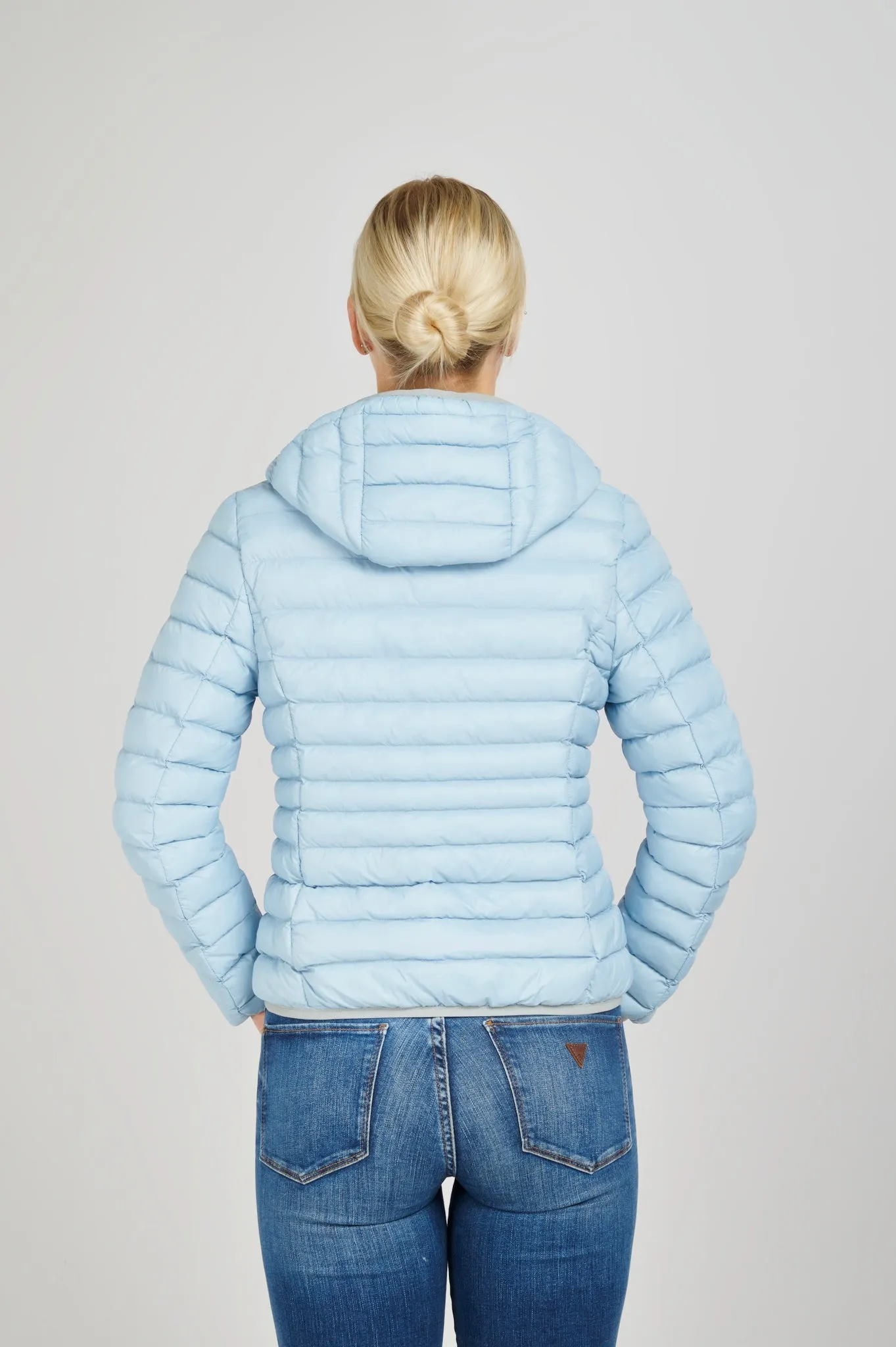 Elfy Vegan Down Short Jacket | Light Denim
