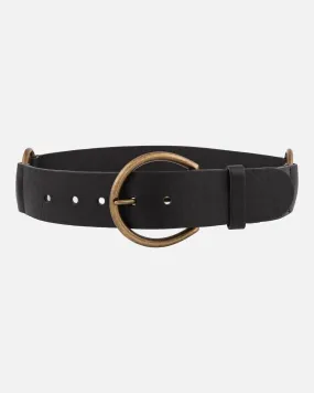 Elva Wide Leather Belt with Brass Rings