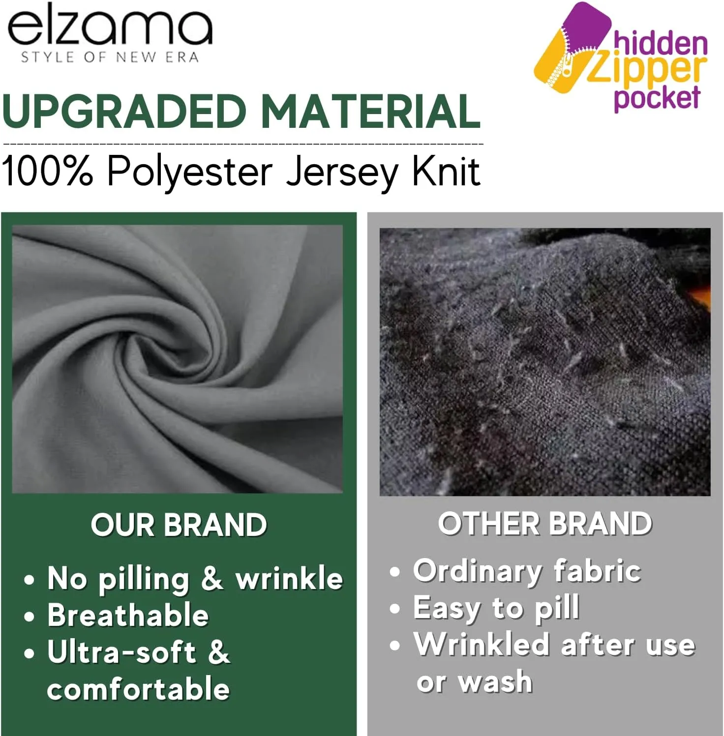 elzama Infinity Loop Solid Color Scarf With Hidden Zipper Pocket For Women - Lightweight Travel Neck Wrap