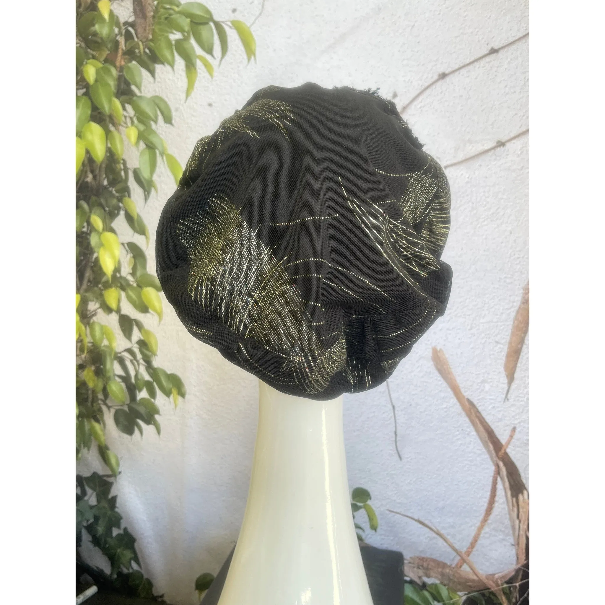 Embellished Hat - Size #2 Black/Gold Design