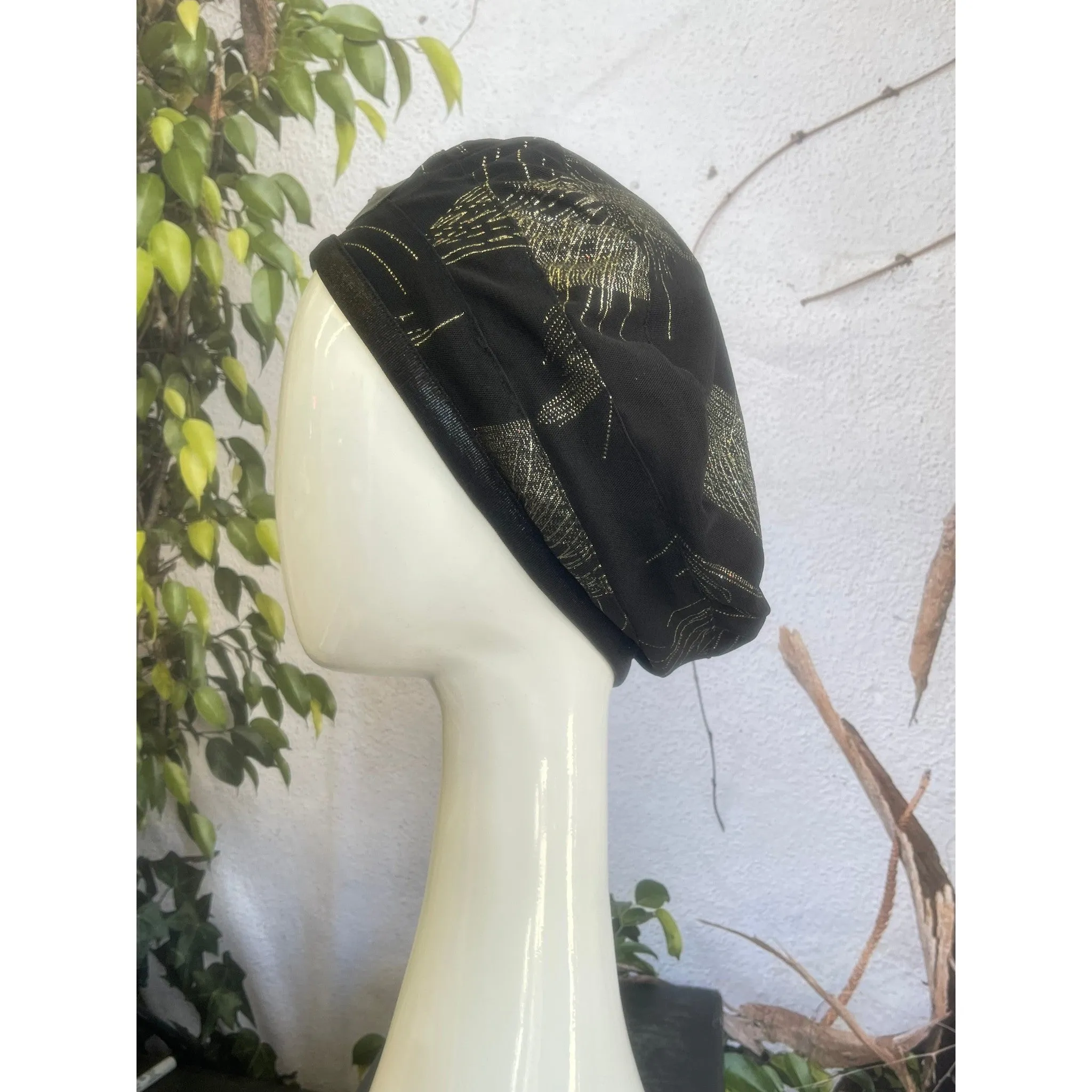 Embellished Hat - Size #2 Black/Gold Design