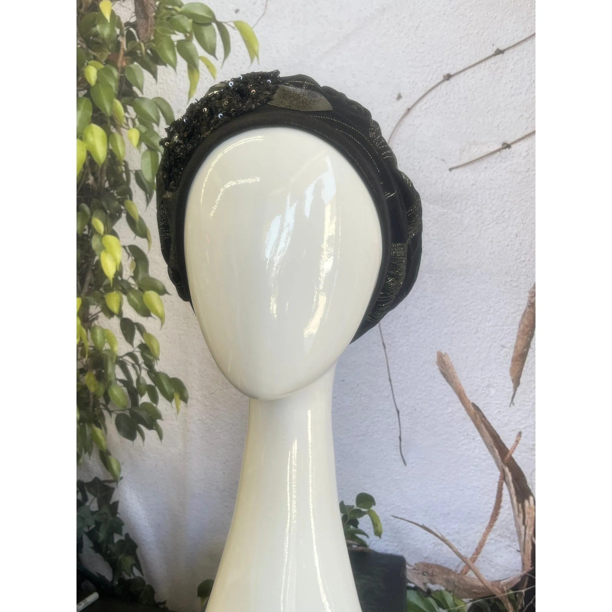 Embellished Hat - Size #2 Black/Gold Design
