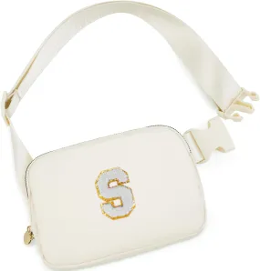 Essentials for Girls - Travel & Teen Girl Essentials, Fashion Waist Packs - Cute Trendy Stuff Belt Bag, Initial White, Cream