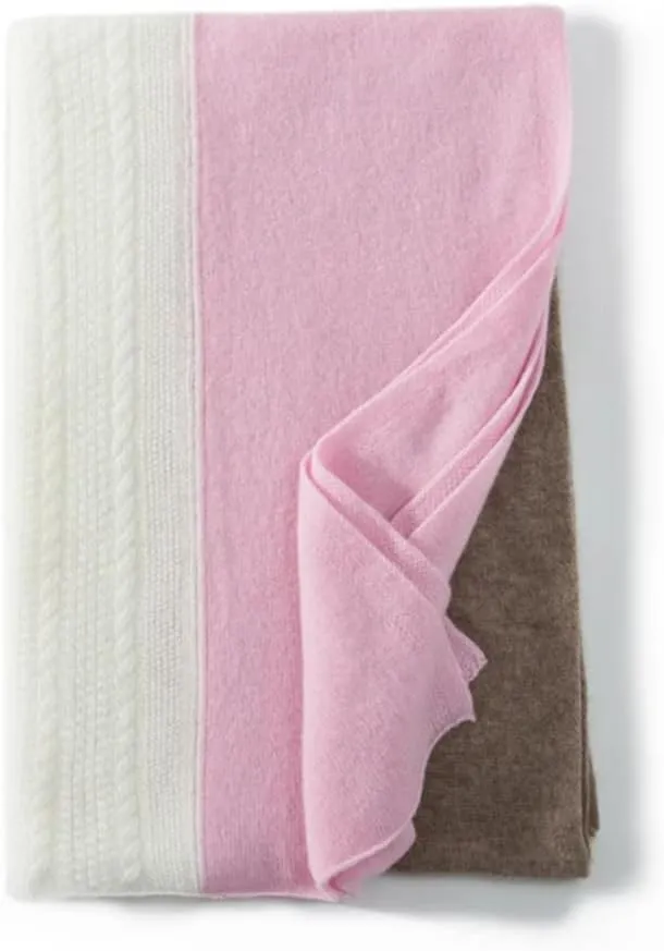 Fnfmrfmr Women Winter Cashmere Shawl Knitted Patchwork Twisted Striped Pattern Soft Warm Scarf Wrap