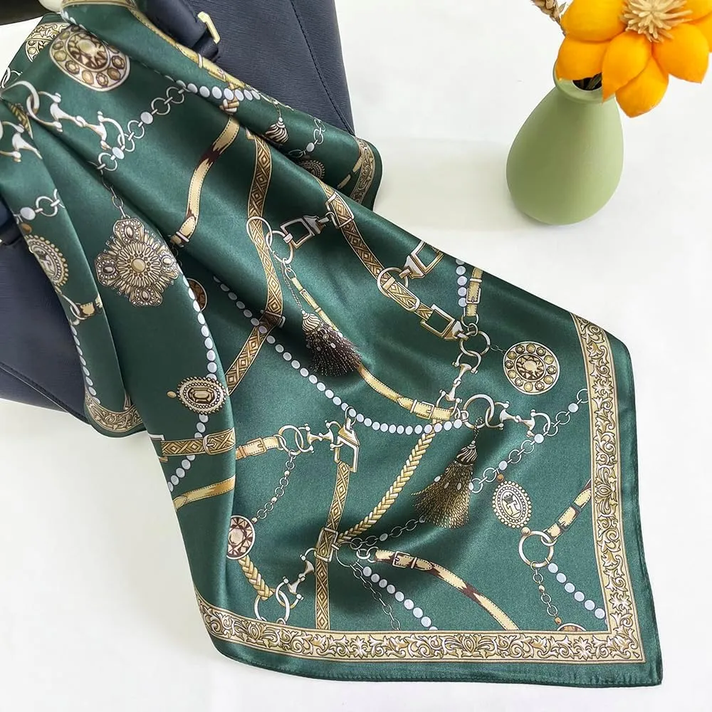 FONYVE 100% Mulberry Silk Scarf for Hair - 27" Square Head Scarf for Women - Lightweight Neck Scarf with Gift Packed