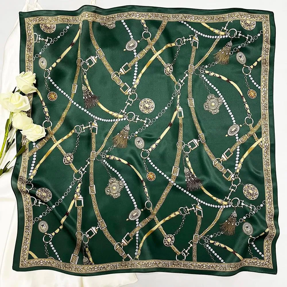 FONYVE 100% Mulberry Silk Scarf for Hair - 27" Square Head Scarf for Women - Lightweight Neck Scarf with Gift Packed