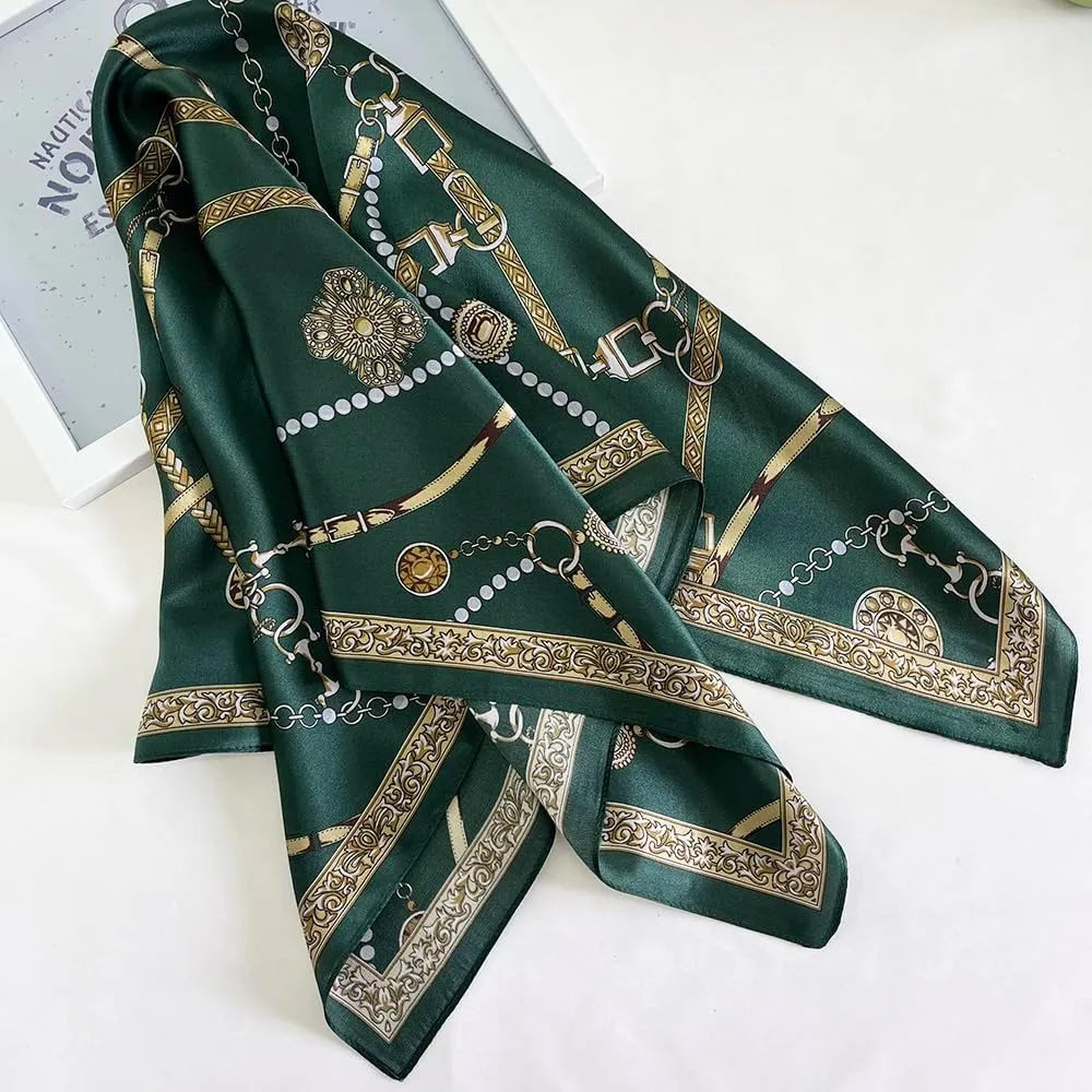 FONYVE 100% Mulberry Silk Scarf for Hair - 27" Square Head Scarf for Women - Lightweight Neck Scarf with Gift Packed