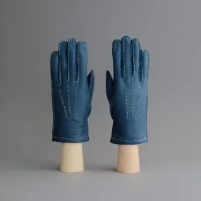 Gentlemen's Gloves from Denim Blue Peccary Lined with Cashmere