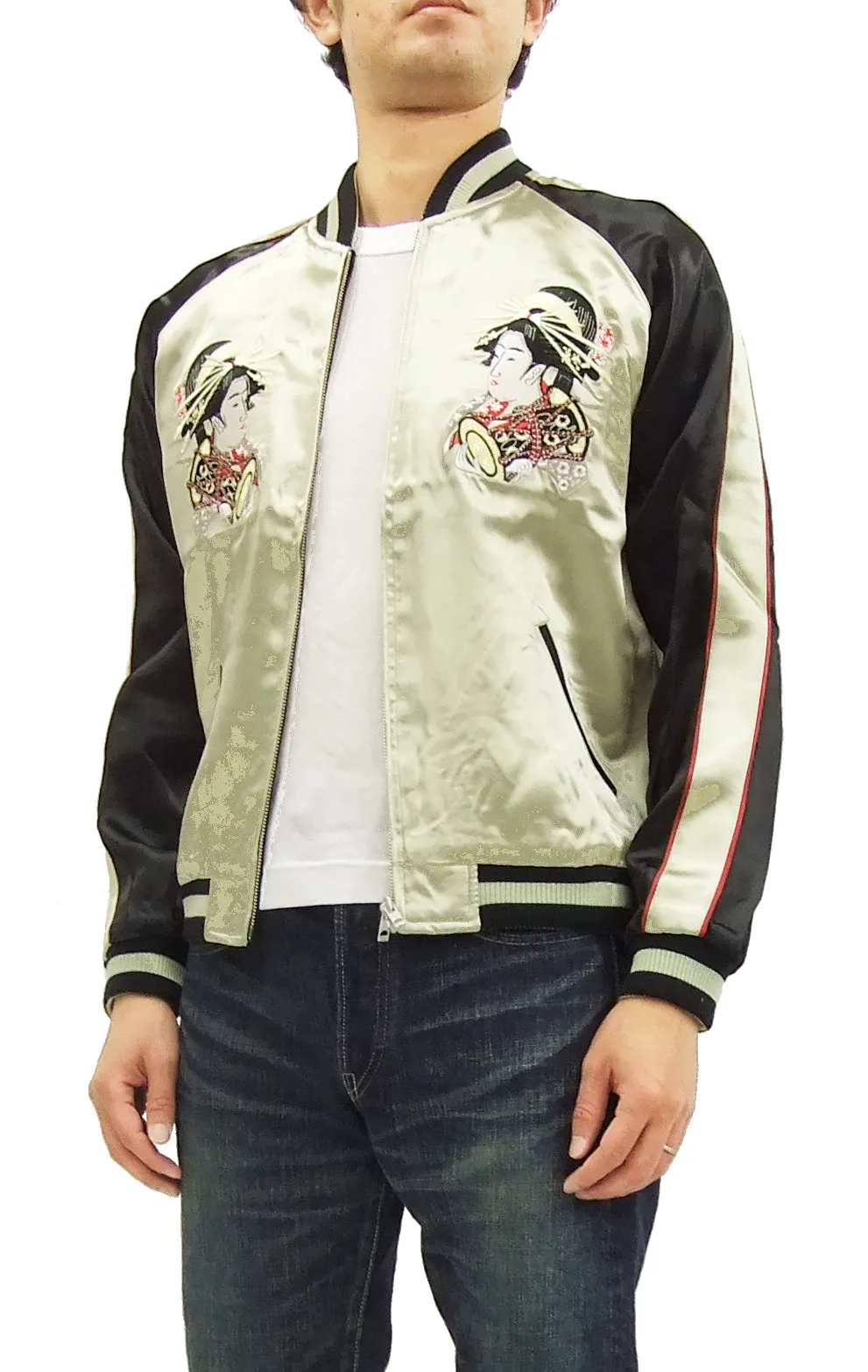 Hanatabi Gakudan Men's Japanese Souvenir Jacket Oiran Japanese Art Sukajan Script SSJ-000