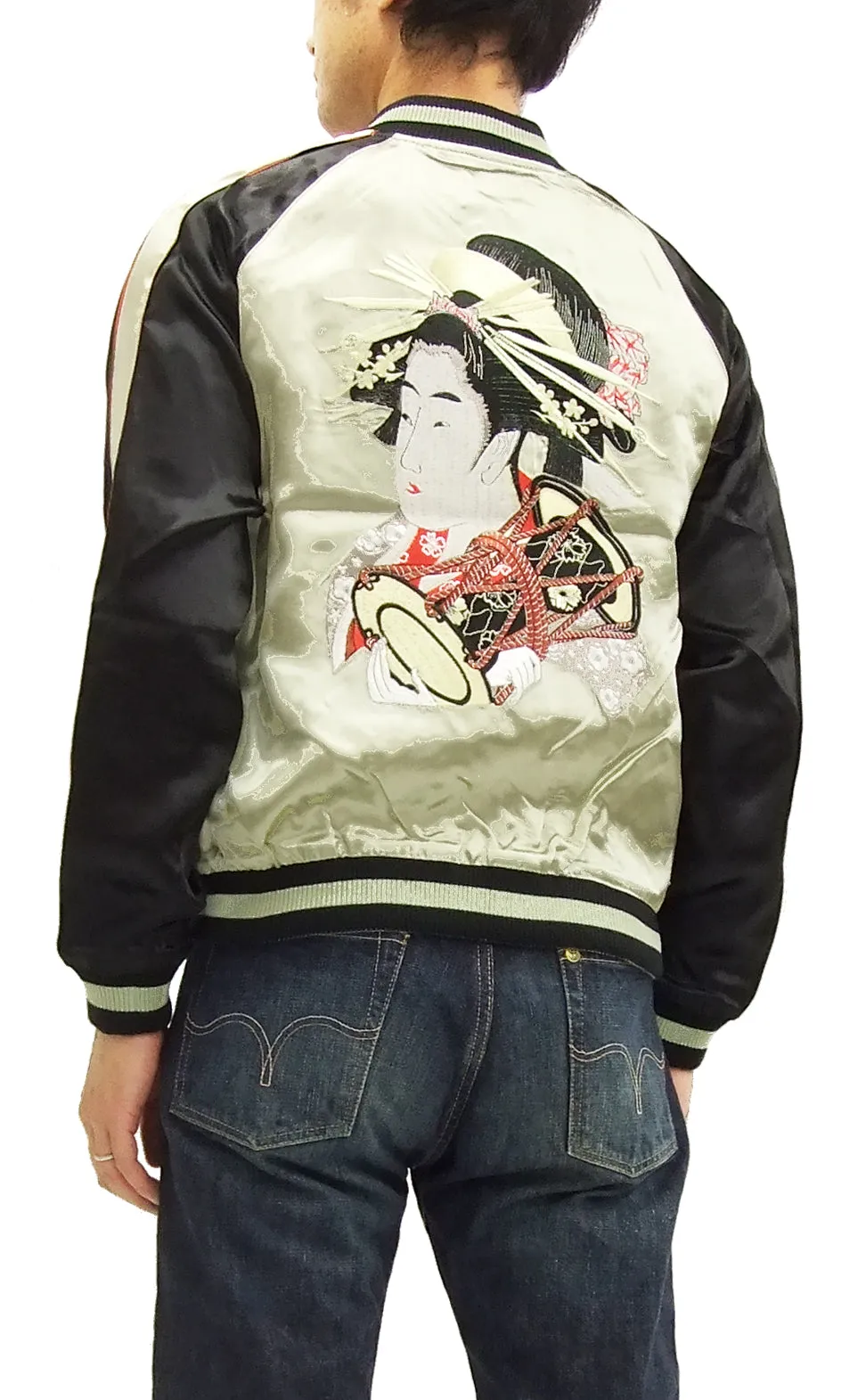 Hanatabi Gakudan Men's Japanese Souvenir Jacket Oiran Japanese Art Sukajan Script SSJ-000