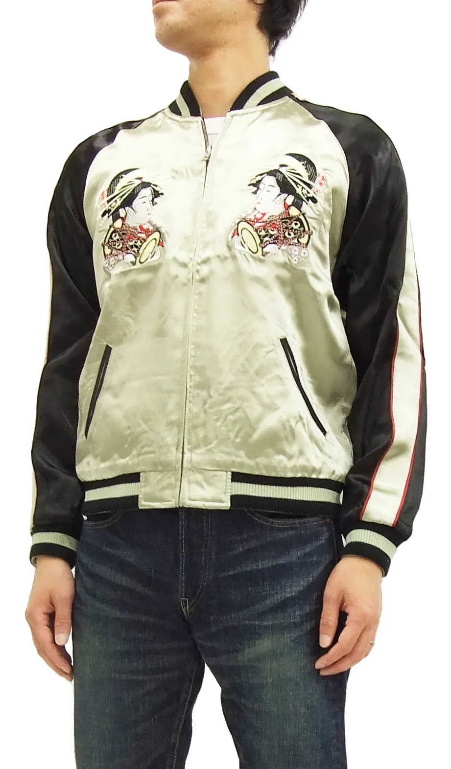 Hanatabi Gakudan Men's Japanese Souvenir Jacket Oiran Japanese Art Sukajan Script SSJ-000