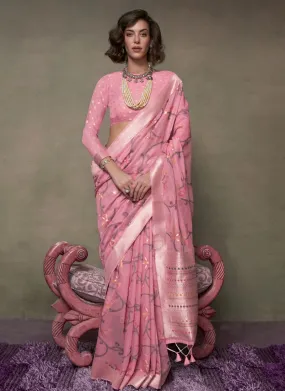 Handwoven Cotton Jamdani Party Saree with Brocade Blouse