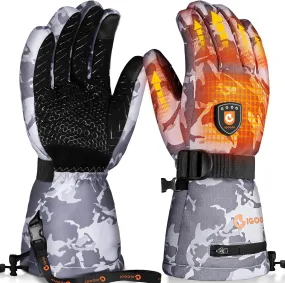 Heated Gloves for Men Women 7.4V Battery 22.2WH Rechargeable Heated Ski Gloves Touchscreen Waterproof Electric Heated Gloves for Winter Outdoor Work Skiing Hiking Camping