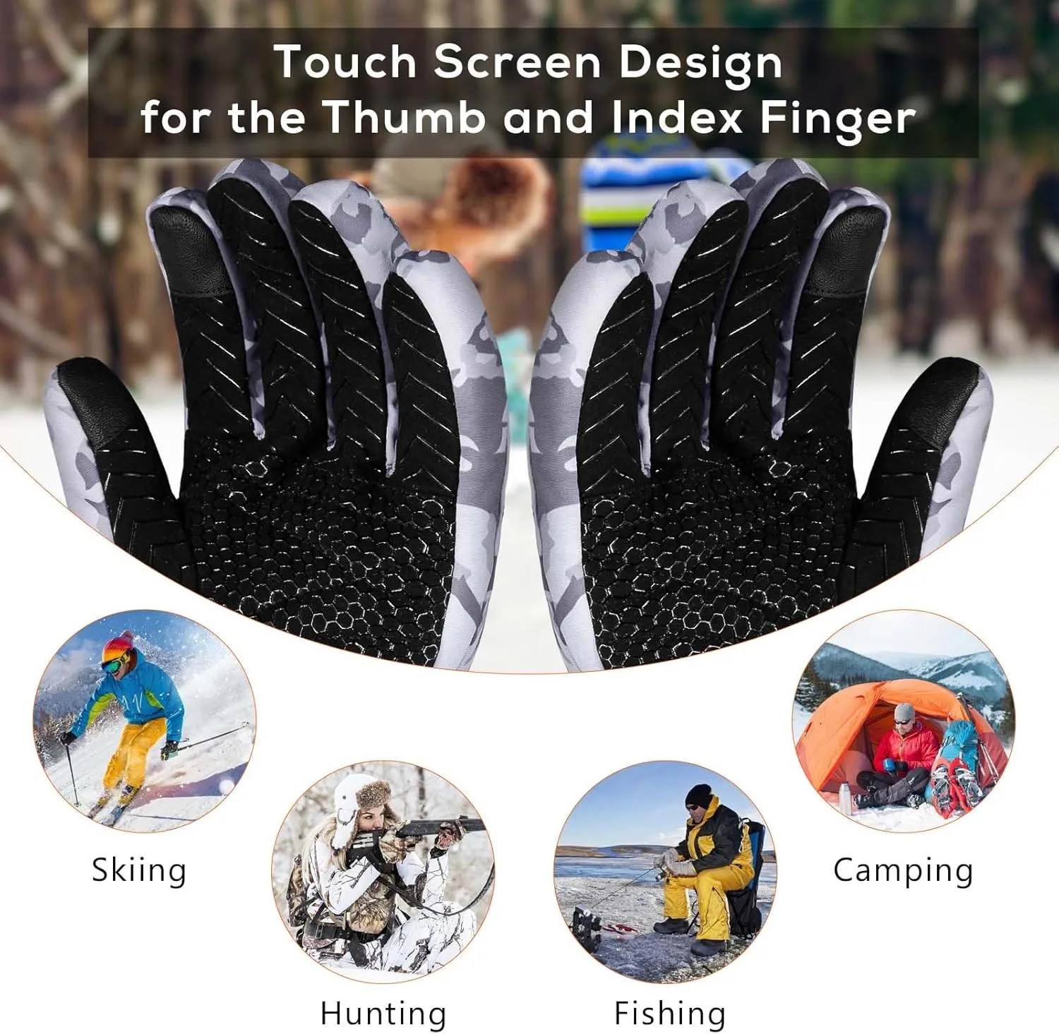 Heated Gloves for Men Women 7.4V Battery 22.2WH Rechargeable Heated Ski Gloves Touchscreen Waterproof Electric Heated Gloves for Winter Outdoor Work Skiing Hiking Camping