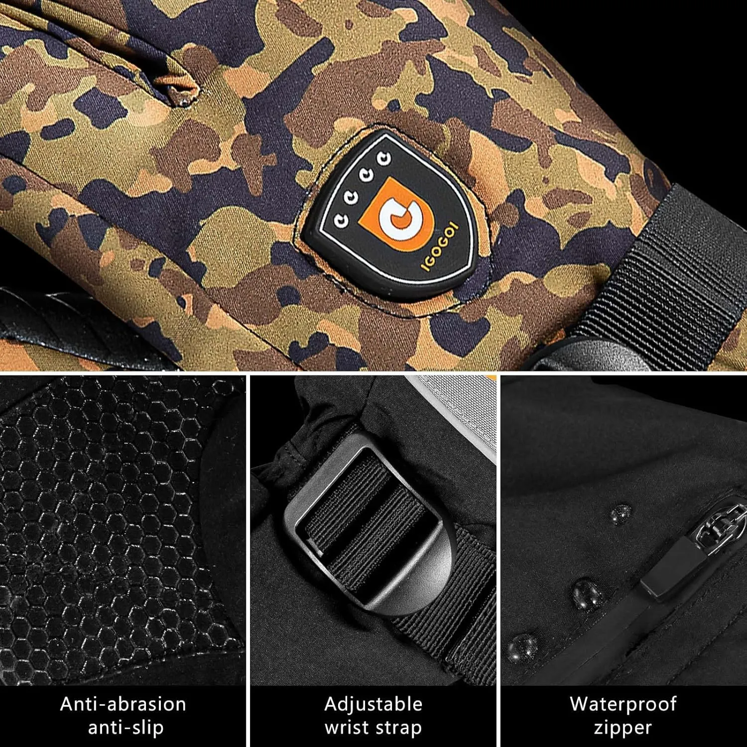 Heated Gloves for Men Women 7.4V Battery 22.2WH Rechargeable Heated Ski Gloves Touchscreen Waterproof Electric Heated Gloves for Winter Outdoor Work Skiing Hiking Camping