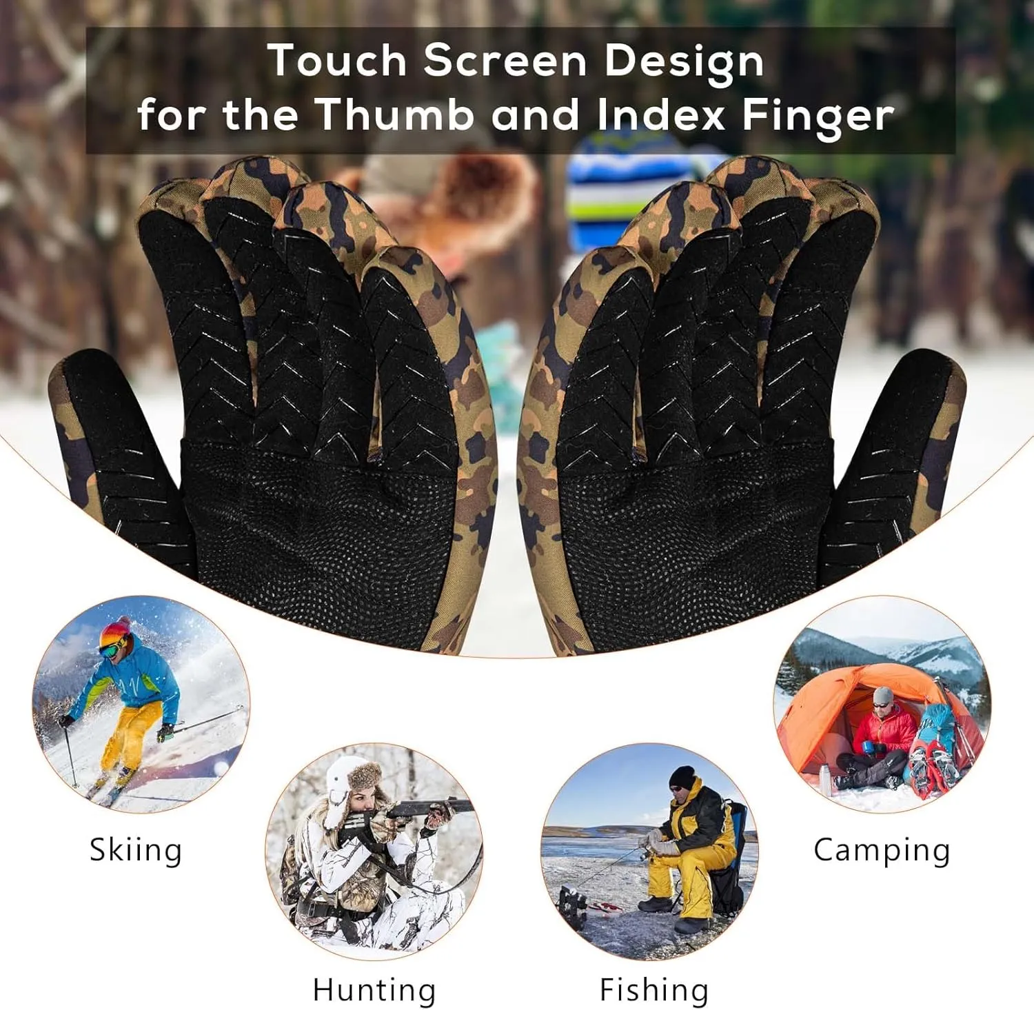 Heated Gloves for Men Women 7.4V Battery 22.2WH Rechargeable Heated Ski Gloves Touchscreen Waterproof Electric Heated Gloves for Winter Outdoor Work Skiing Hiking Camping