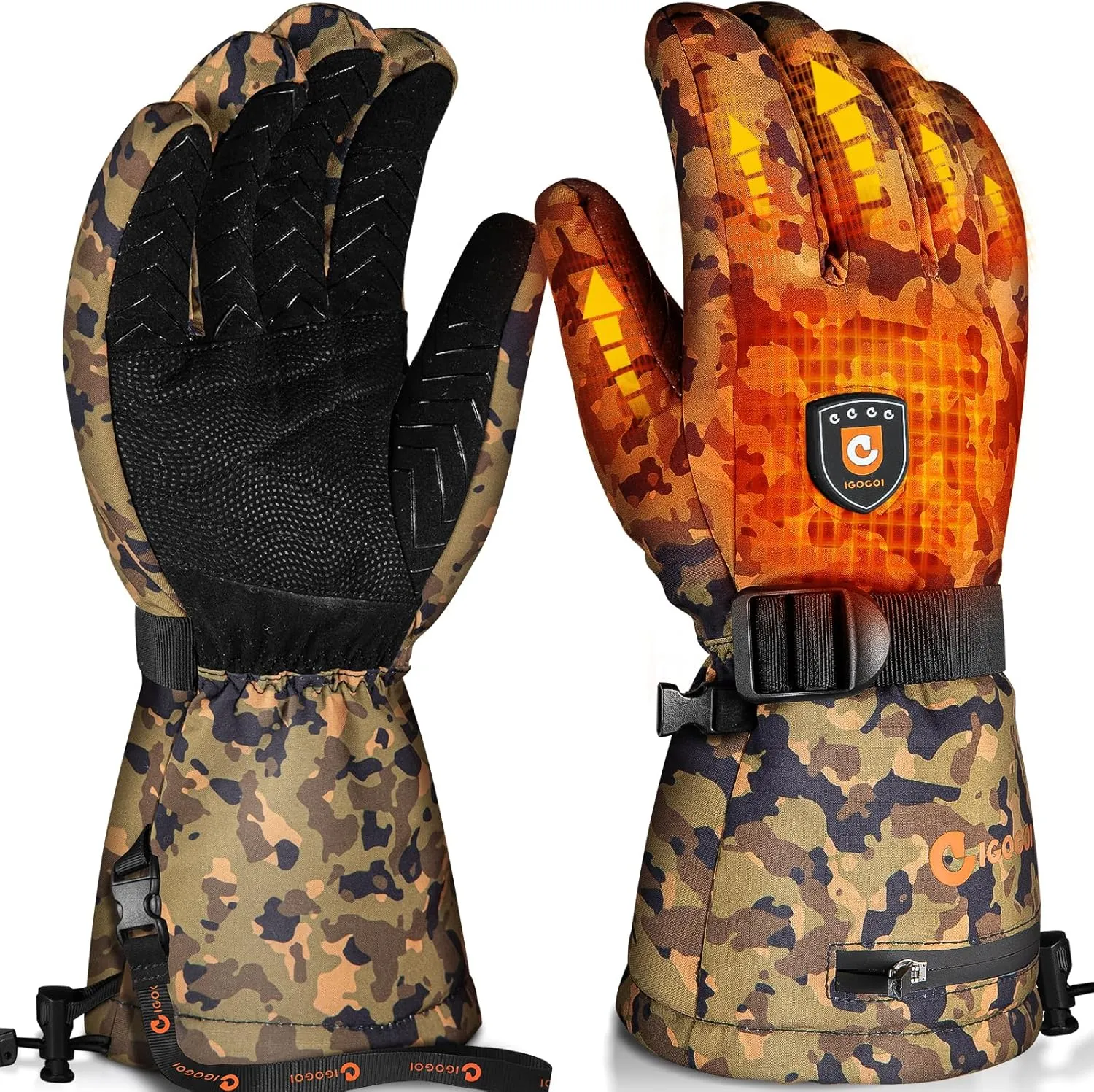 Heated Gloves for Men Women 7.4V Battery 22.2WH Rechargeable Heated Ski Gloves Touchscreen Waterproof Electric Heated Gloves for Winter Outdoor Work Skiing Hiking Camping
