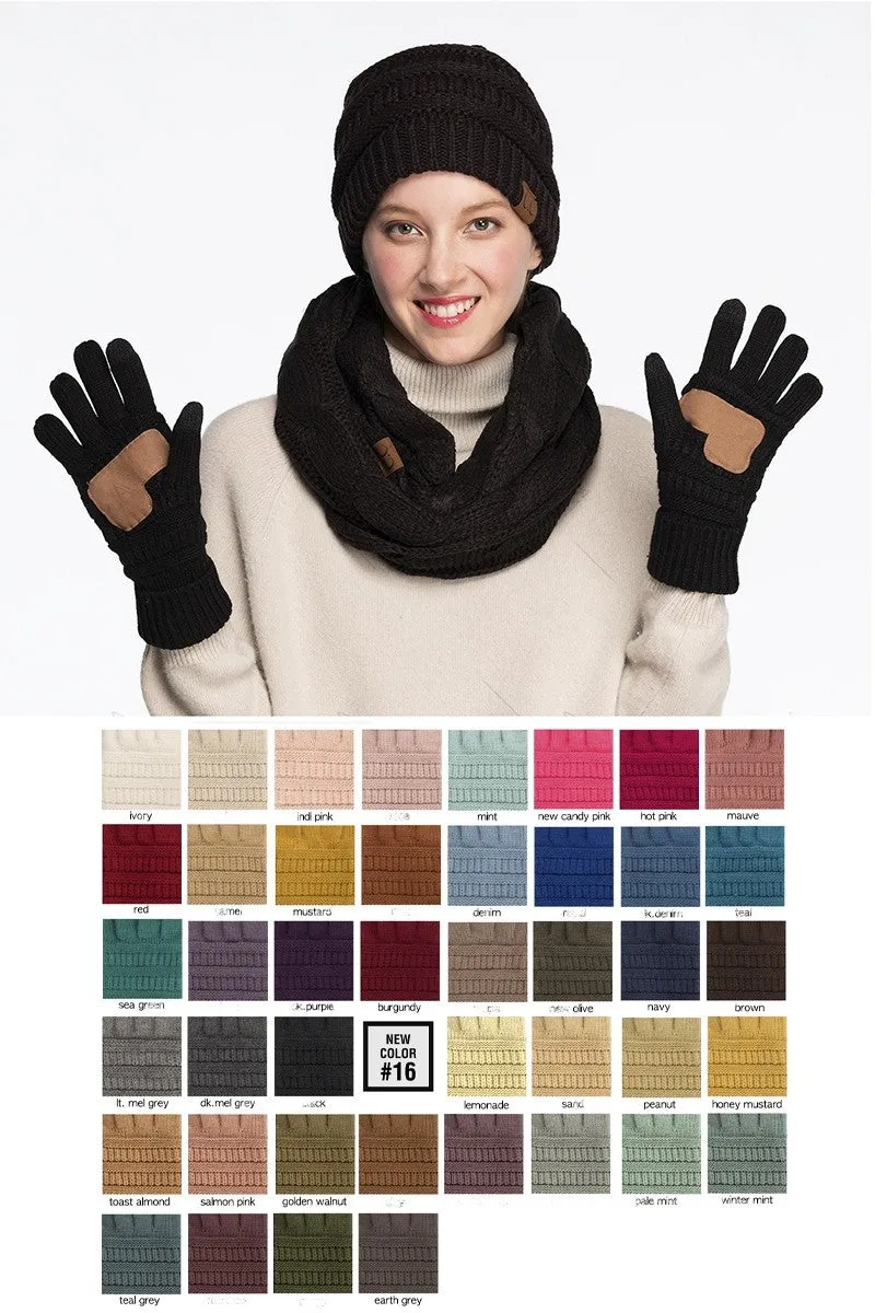 Indi Pink CC Solid Ribbed Glove With Lining