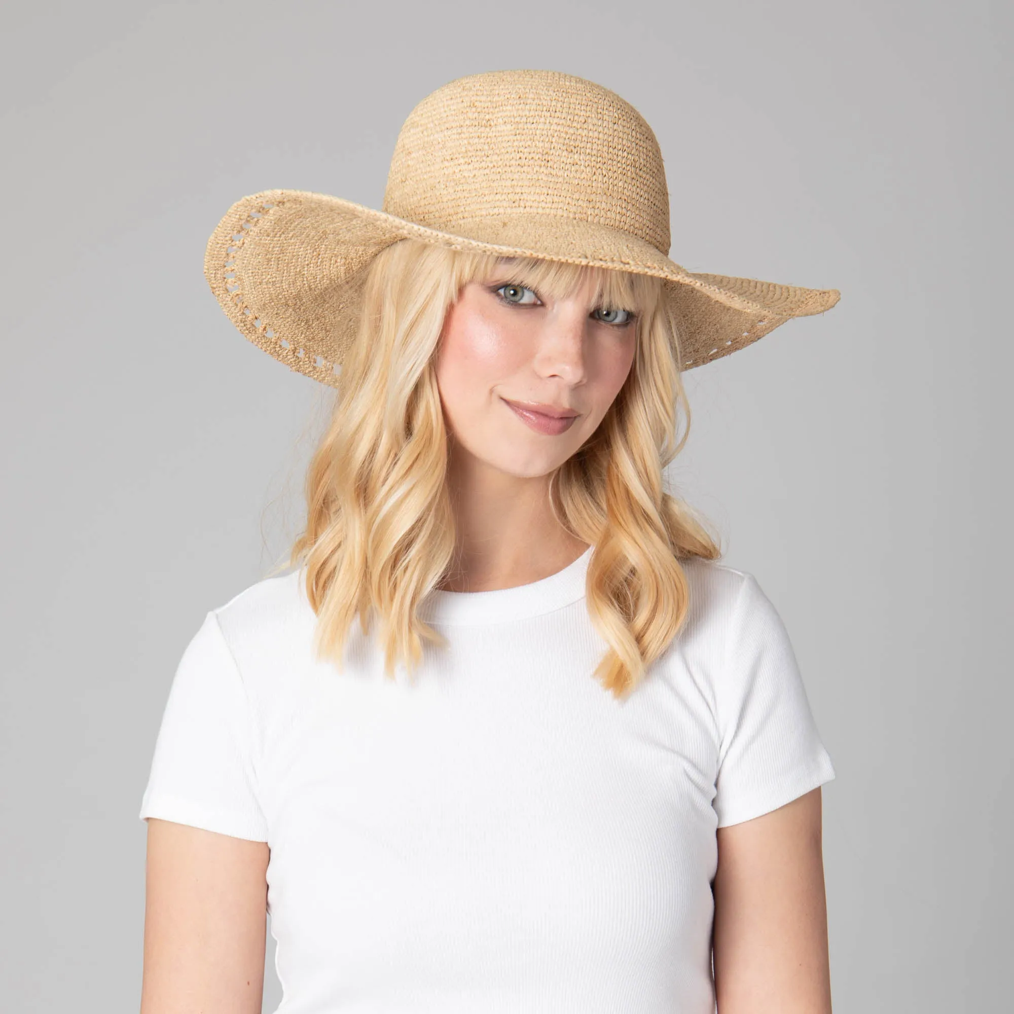Isla -  Women's Raffia Round Crown Floppy