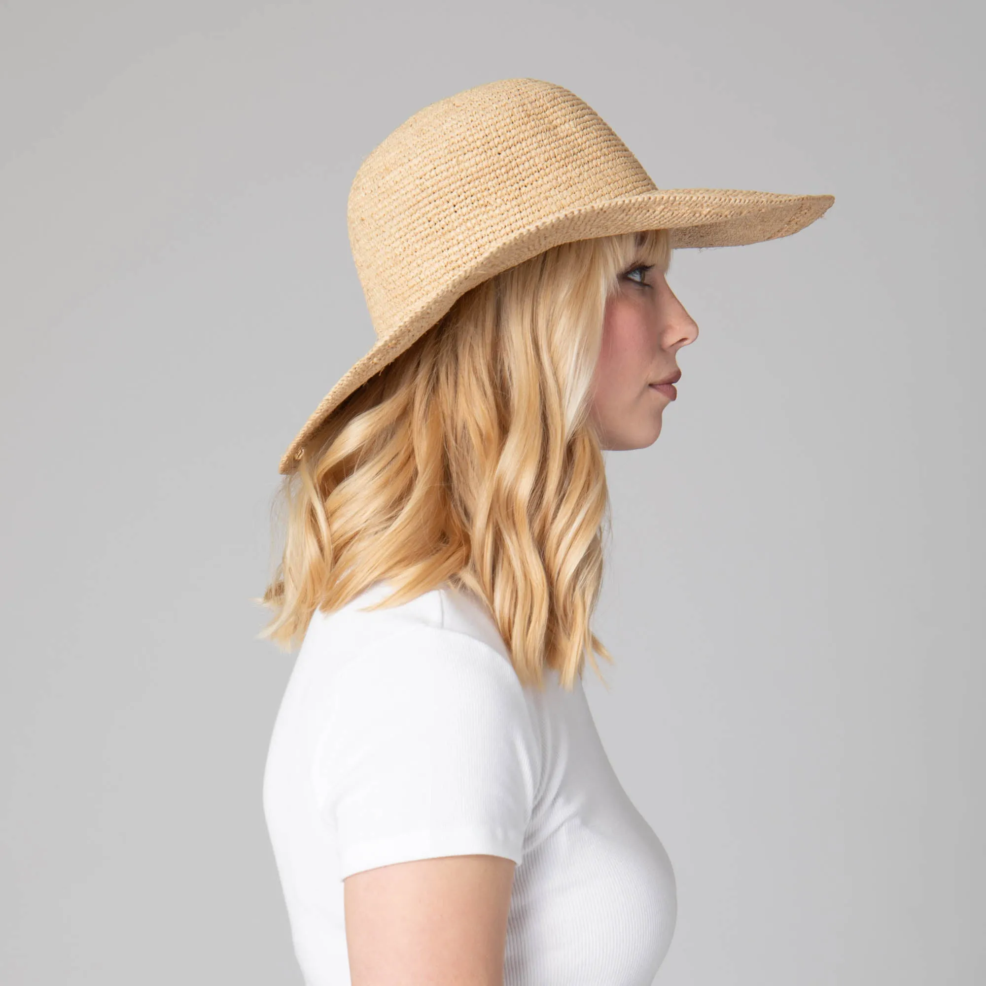 Isla -  Women's Raffia Round Crown Floppy