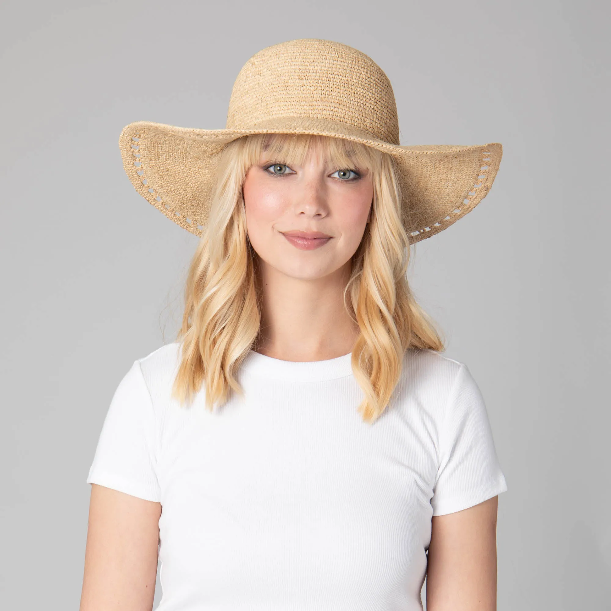 Isla -  Women's Raffia Round Crown Floppy