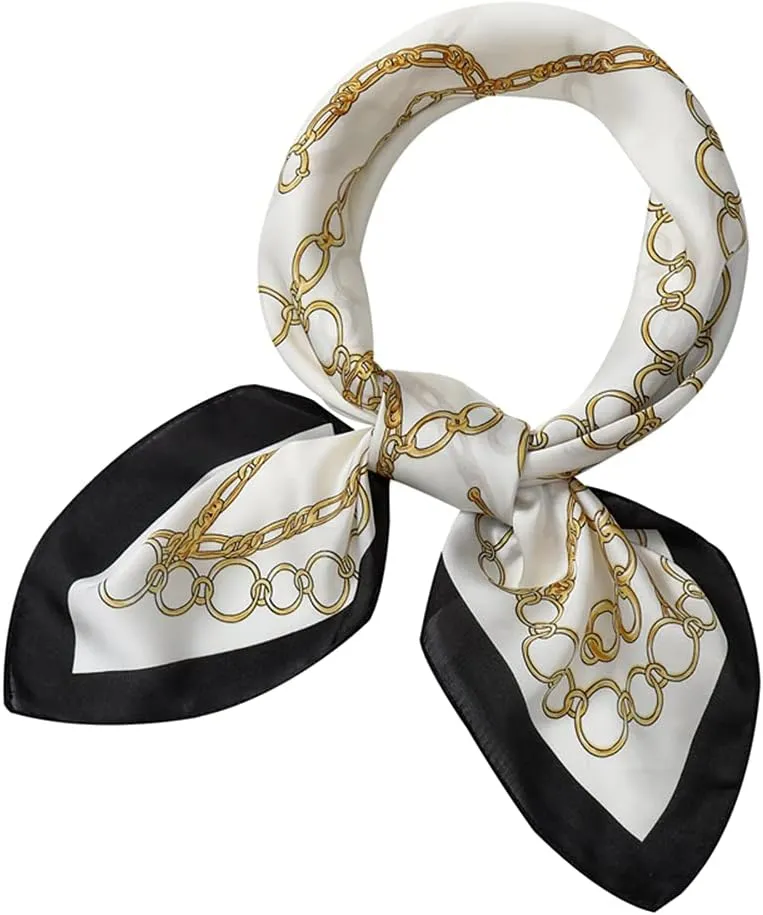 JN&LULU Silk Like Scarf Women's Fashion Pattern Large Square Satin Headscarf 27 x 27inches