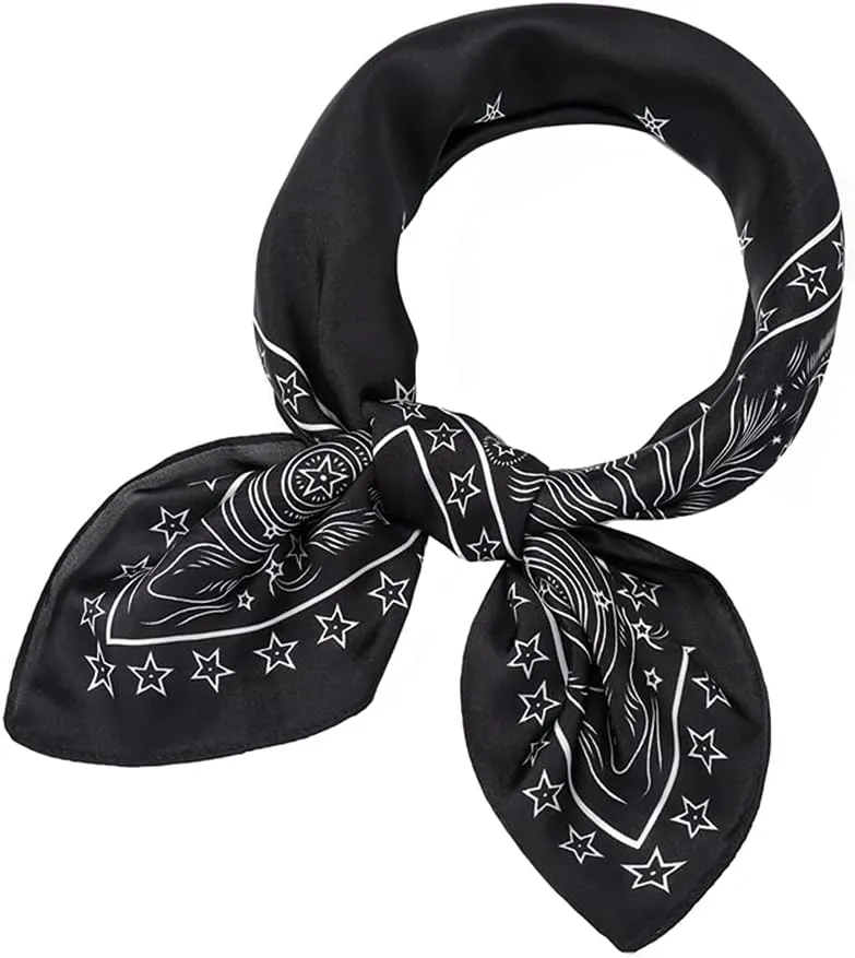JN&LULU Silk Like Scarf Women's Fashion Pattern Large Square Satin Headscarf 27 x 27inches