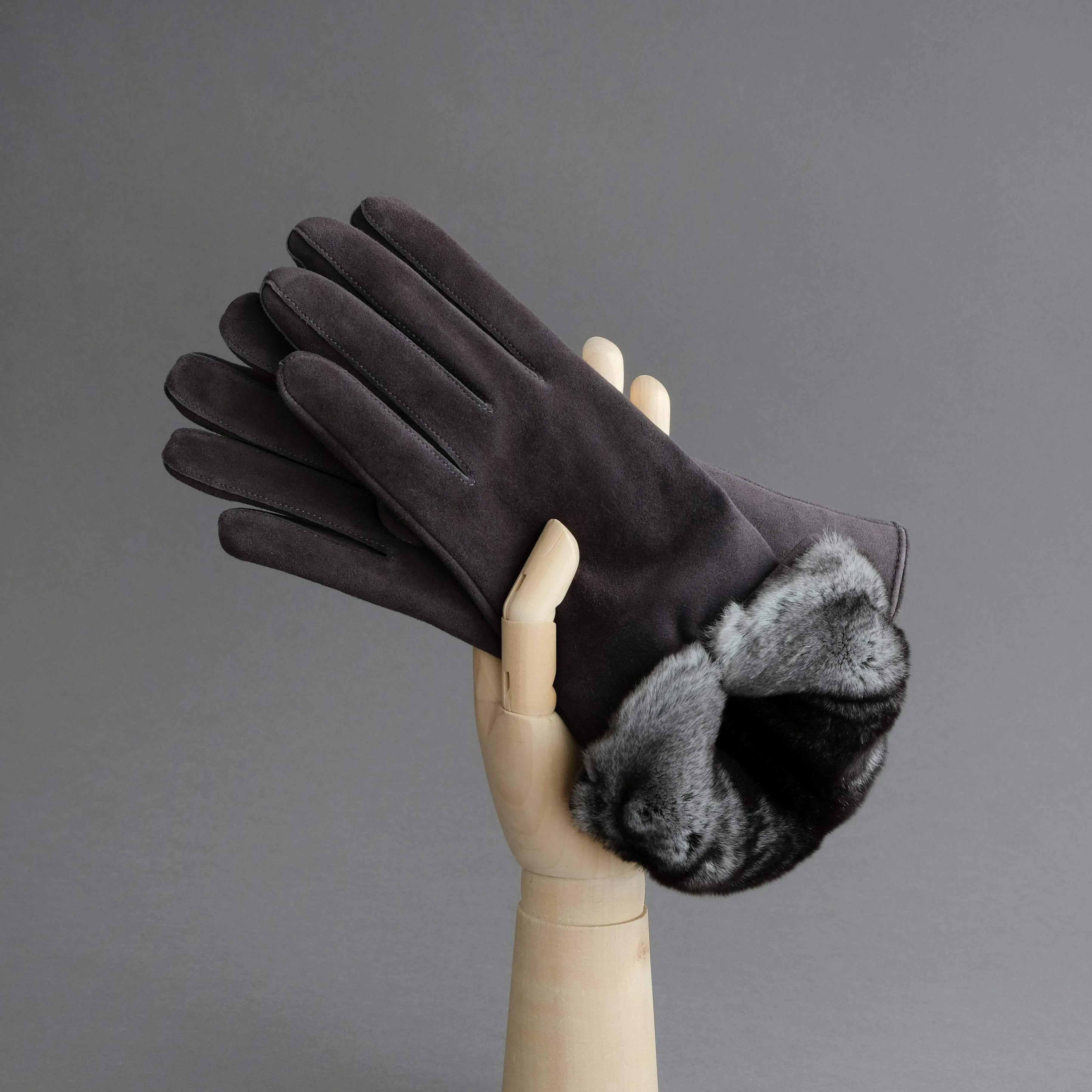 Ladies Gloves from Grey Reindeer Suede with Orylag Cuffs