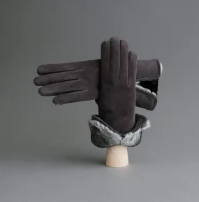 Ladies Gloves from Grey Reindeer Suede with Orylag Cuffs
