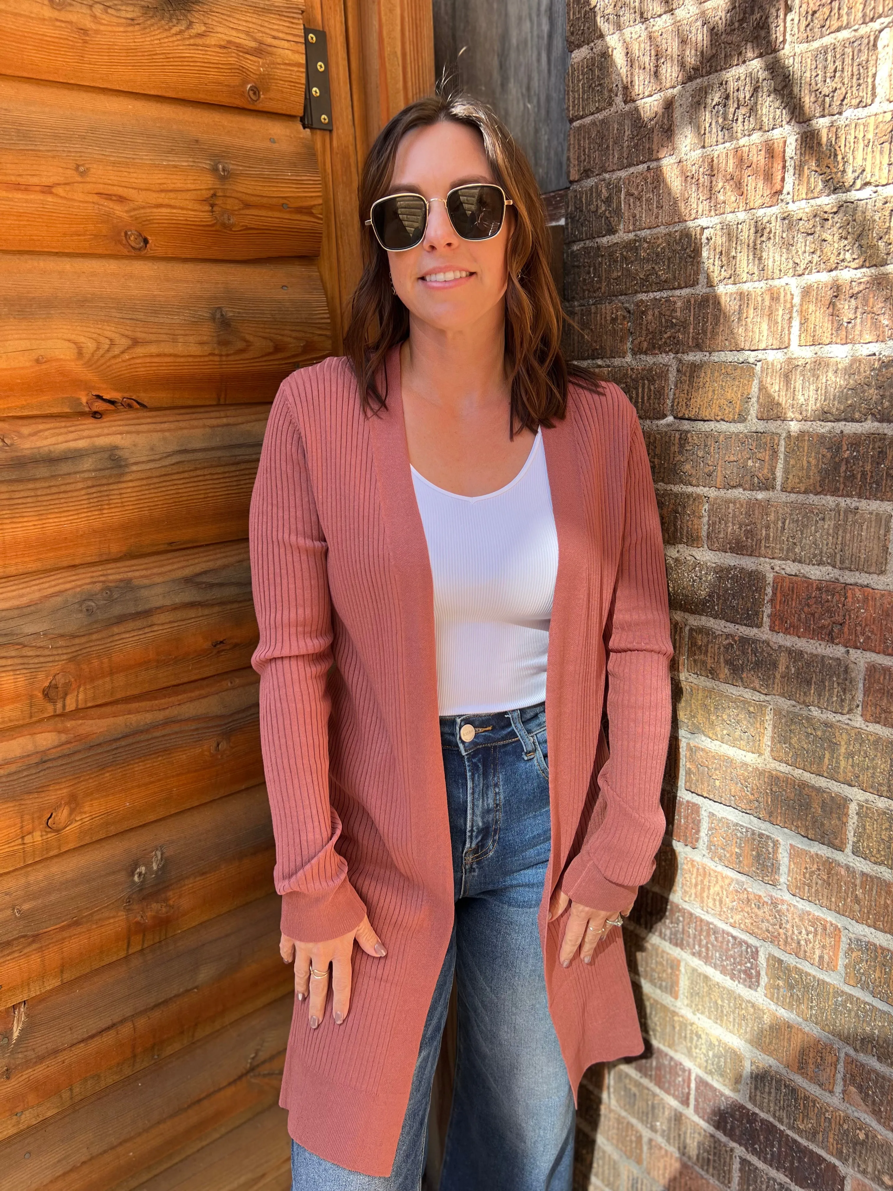 Long Ribbed Duster Cardigan