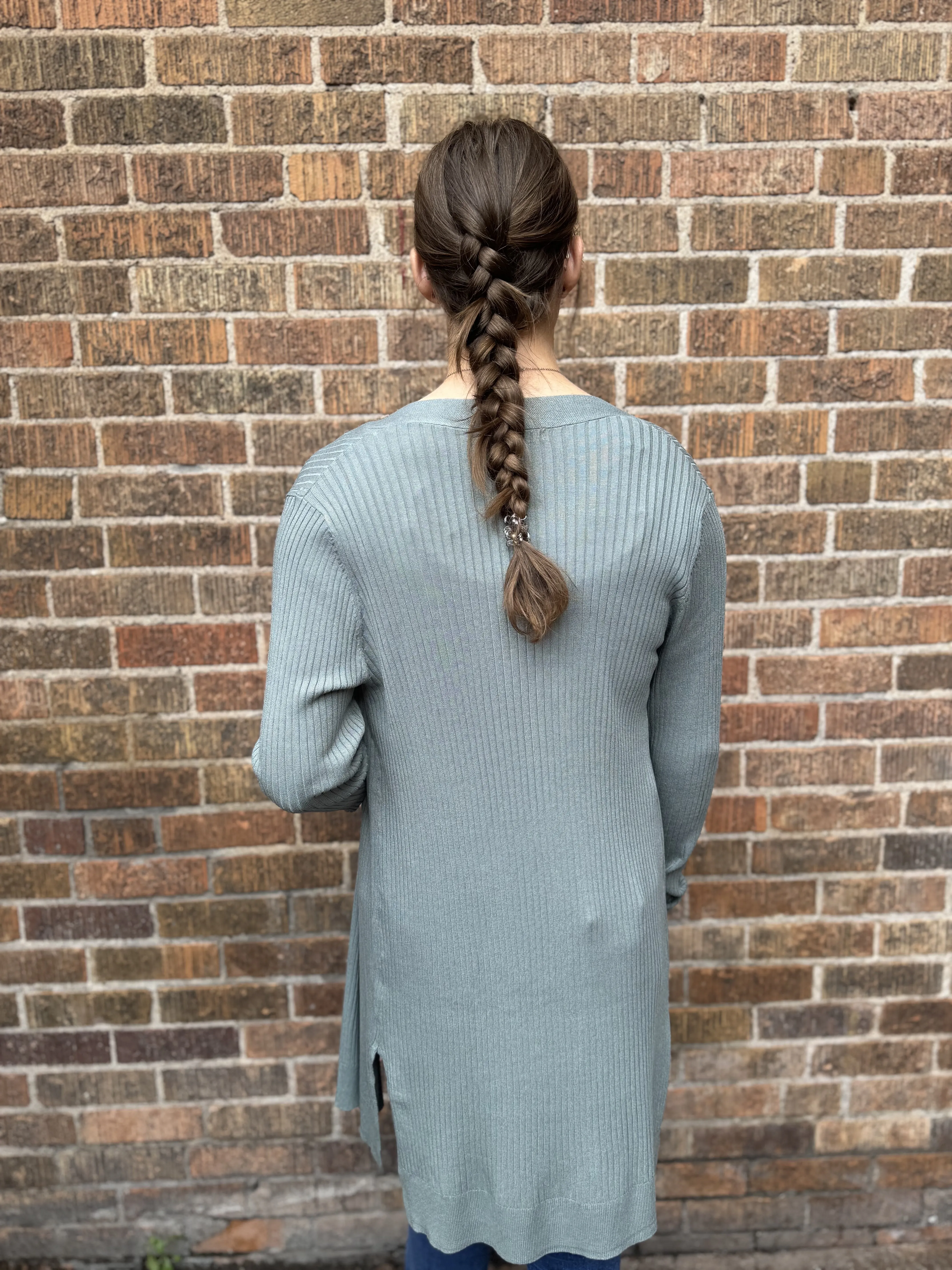 Long Ribbed Duster Cardigan