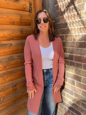 Long Ribbed Duster Cardigan