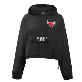 NBA CHICAGO BULLS CLASSIC WOMEN'S WIND WOVEN 1/2 JACKET (BLACK)